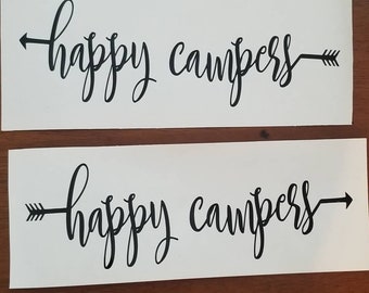 Happy Campers Decal / RV Decor / Vinyl Arrow Sticker / Camping DIY Decal / Window Decal / Collection