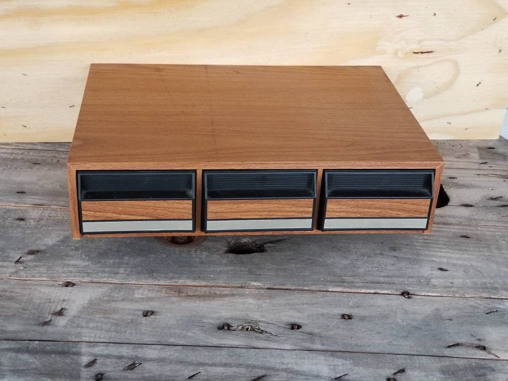 Vintage Audio Cassette Storage / Tape Cassette Storage Wood Box