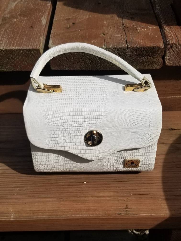Vintage Box Bags / / Daniel Hugo Box Purse / Top Handle Bag / White Box ...