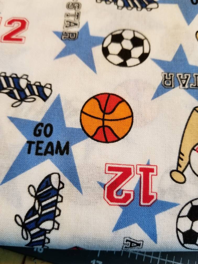 All Star Cotton Fabric / Sports Fabric / Nursery Decor / Fabric by the yard