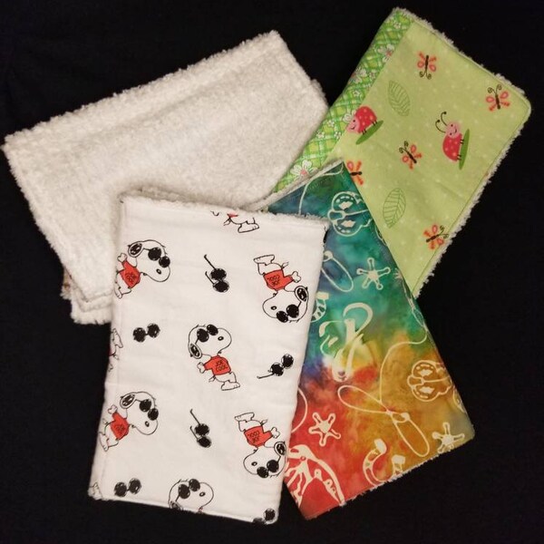 Cotton Chenille Burp Cloth / Peanuts Cotton Burp Pad / Western Tie Dye Baby Cloth / Ladybug Cloths / Baby Gift / 3 Pack