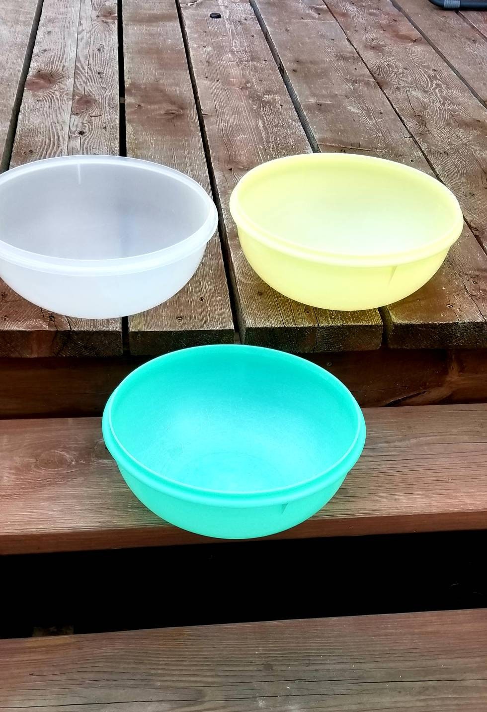 Pair of Large Vintage Tupperware Bowls with Lids