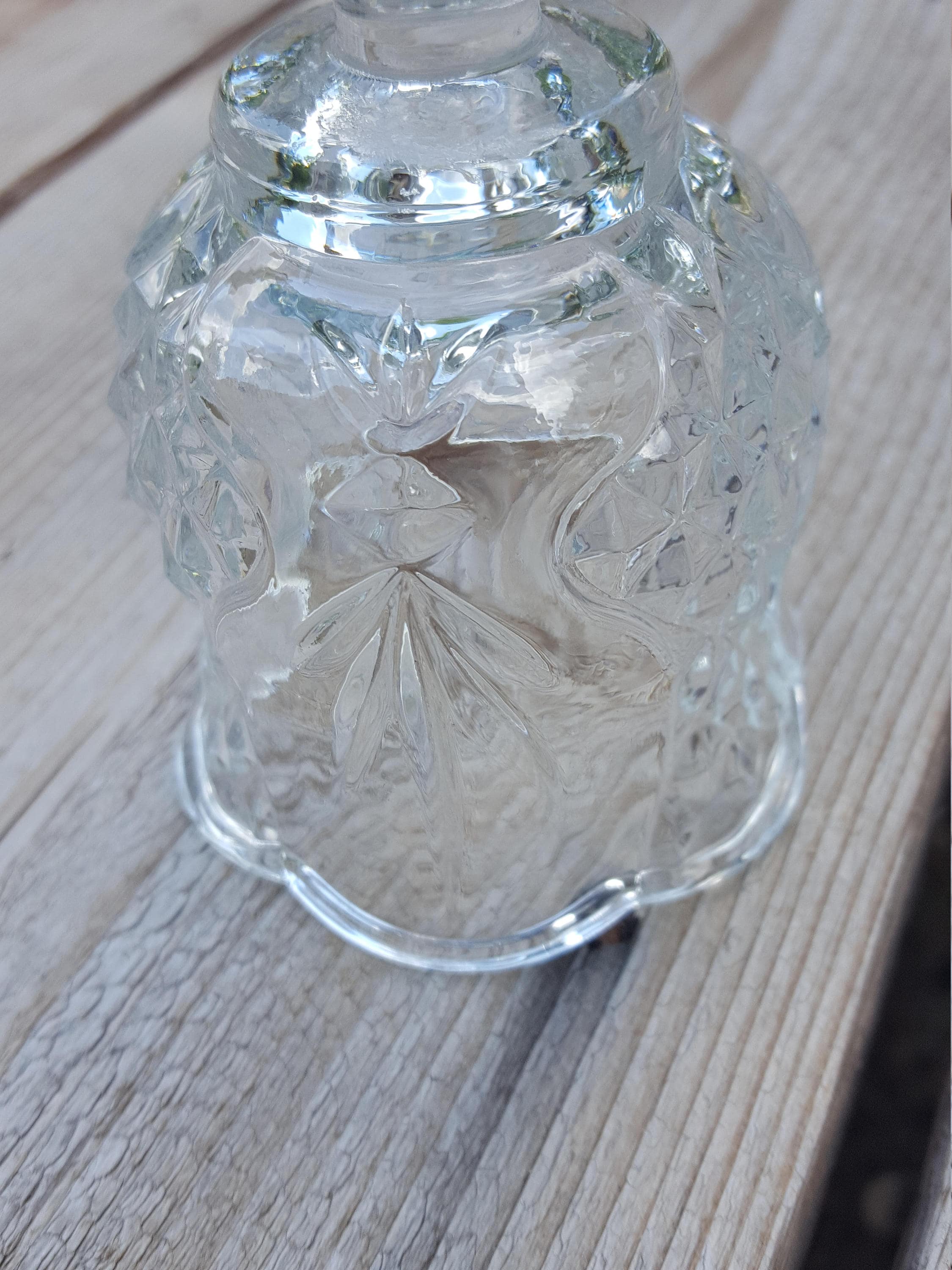 Vintage Glass Votives, Diamond Cut Candle Covers, Vintage Glass