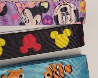 12 yards 1 inch ribbon / Minnie / Mickey and Nemo