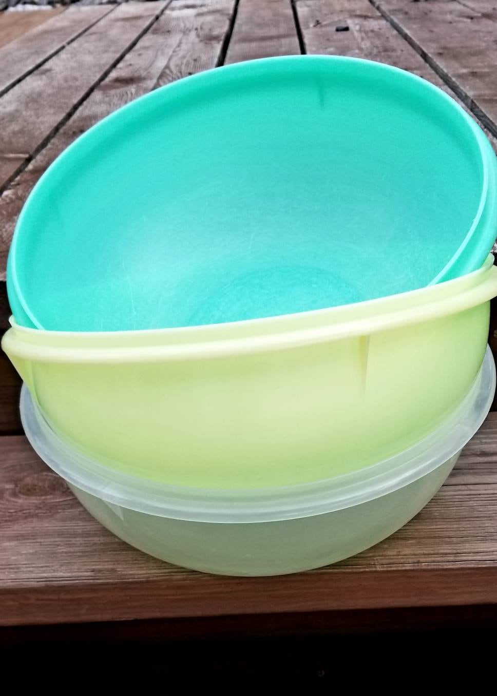 Pair of Large Vintage Tupperware Bowls with Lids