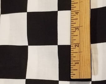 Black and White Checkered Fabric / Checkered Flag Fabric By the yard / Cotton Fabric