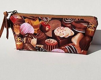 Chocolate Zippered Bag / Chocolate Lovers / Valentine's Bag / Reusable Gift Bag