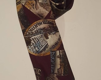 Vintage Sasson Necktie / Burgandy / Travel Tie / Suit Accessory / Souvenir Necktie / Vacation / Unisex Tie / Prop