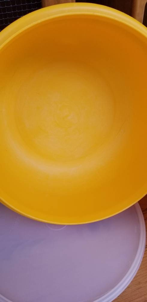 Vintage Tupperware Bowl / Replacement Bowl / Replacement Lid / yellow Tupperware  Bowl / Sheer Tupperware Bowl with Lid