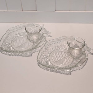 Vintage Snack Tray / Set of 2 Sushi Serving Dishes / Seafood Cocktail Serving Plate
