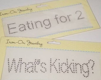 Iron On Mama Jewelry / Eating for 2 / What's Kicking / Mom to be Gift ideas / 2 pack