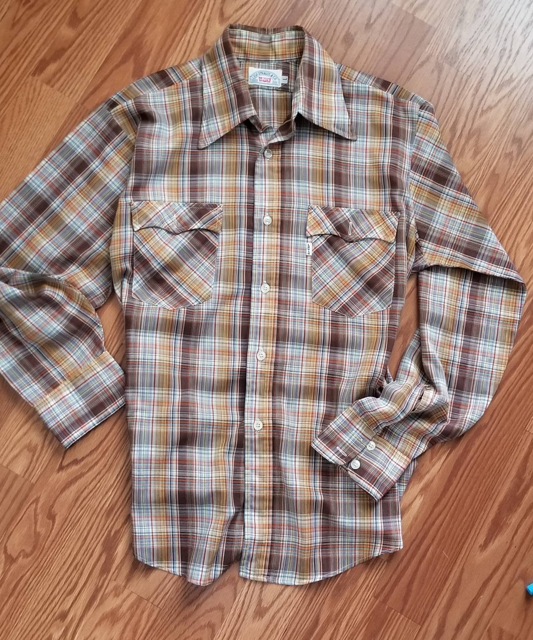 Vintage Levi s Wide Collar Shirt Plaid Western Unisex Shirt