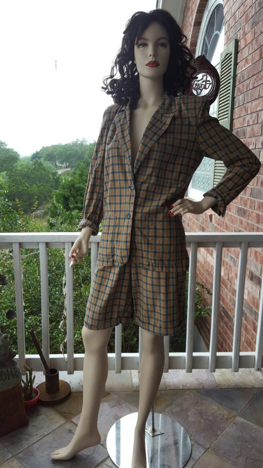 VINTAGE Unisex Short Suit Preppy Calvin Klein High Waisted