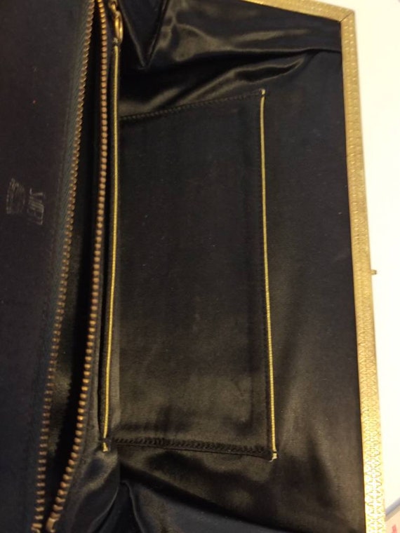 Vintage Lewis Black Clutch with Kiss Lock Clasp /… - image 4