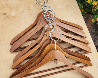 9 Piece Vintage Coat Hangers / Closed Loop Wood hangers