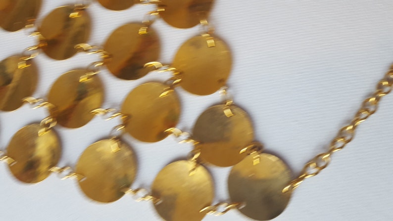 VINTAGE Gold Tone Bib Necklace / Gypsy Jewelry / Chandelier Necklace image 5