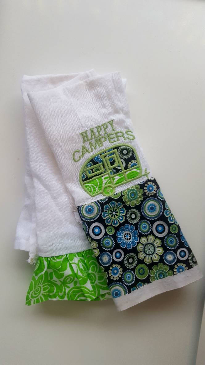 Happy Campers / Sertof 2 RV Dish Towels / RV Decor / Gift / Camping