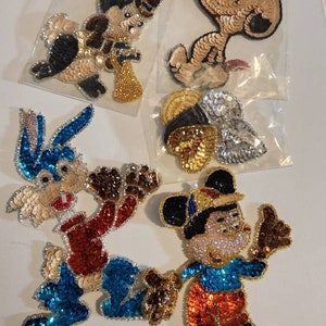 Vintage Sequins Patch / Snoopy / Mouse / Rabbit / Sequins Hearts
