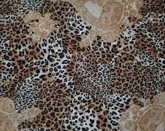 Leopard and Lace Cotton Fabric Design