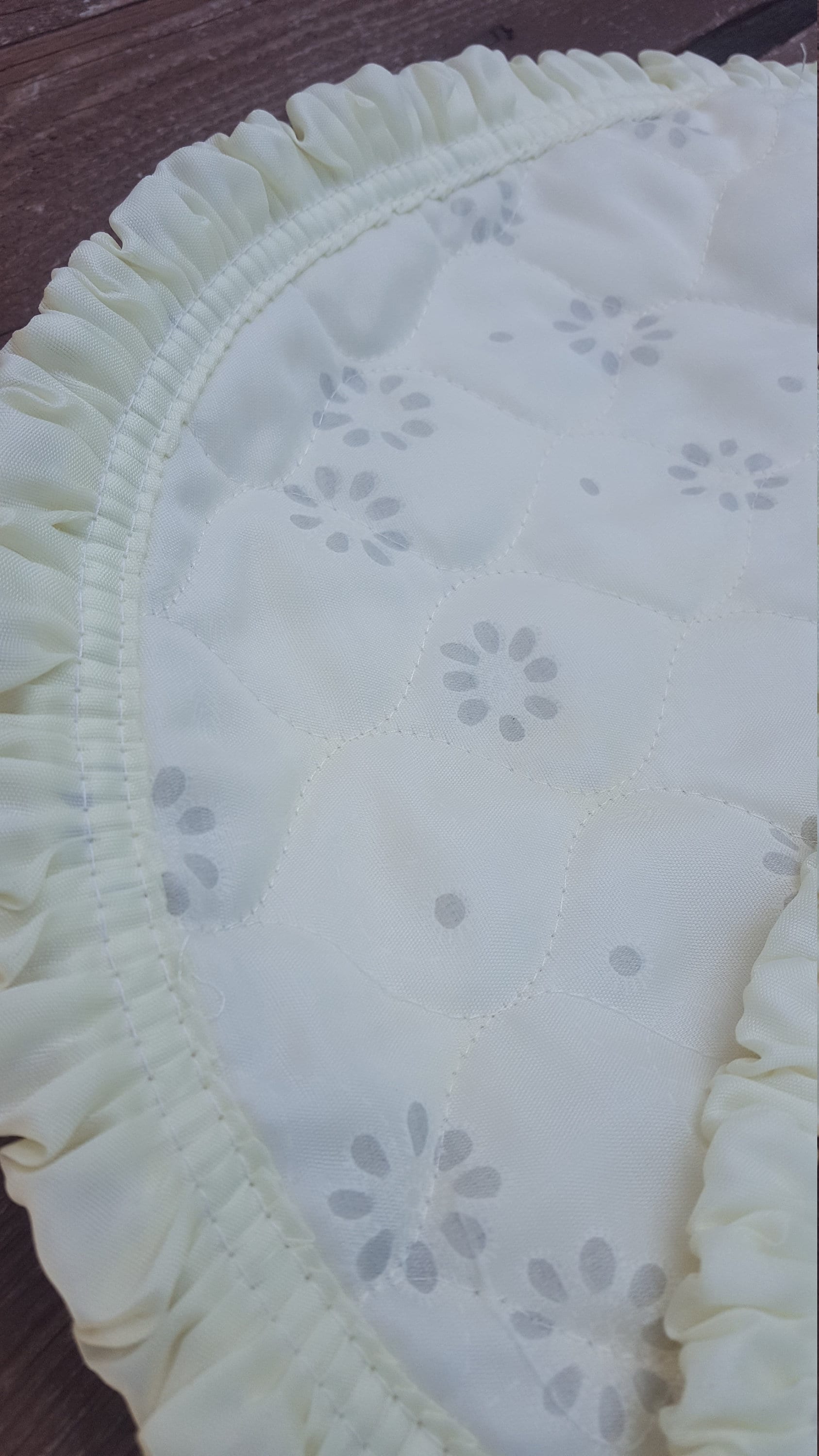 Vintage Quilted Placemats / Ruffled Shabby Chic Table Linens / Yellow