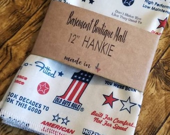 Living Legend  12" Handkerchief / Cotton Hankie / Hanky / Gift Ideas for Him