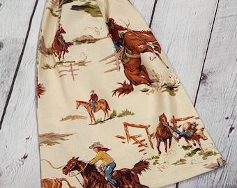 Drawstring Cowboy Tote Bag / Shoe Bag / Toy Bag / Gift Bag / Western Themed Drawstring Bag / Wine Gift Bag