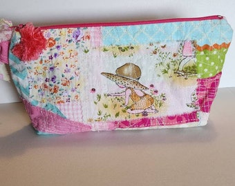 Zippered Accessory Bag / Cosmetic Pouch / Travel Bag / Shabby Chic Makeup Bag