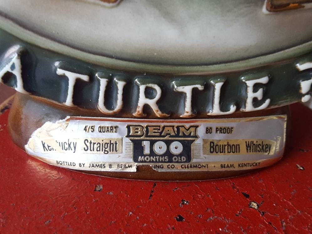 Vintage Jim Beam Are You A Turtle Whiskey Decanter, Bar Decor, Man Cave Jug, How Sweet It Is