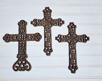 Set of 3 Crosses / Ornate Wall Crosses
