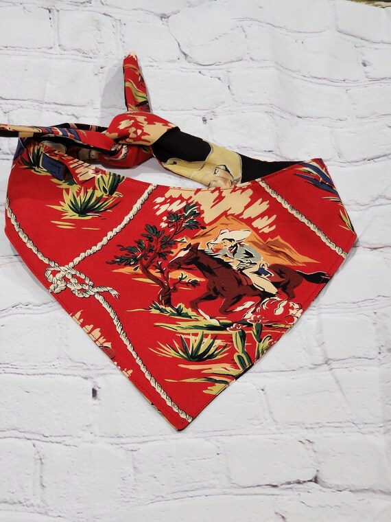 Reversible Dog Bandana / Cowboy Pet Neckwear / Rodeo Bandana