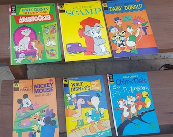 Walt Disney Vintage Comic Books / Whitman / Children's Books / Mickey Mouse / Disney Memorabilia /Aristocats / Scamp / Gold Key comic books