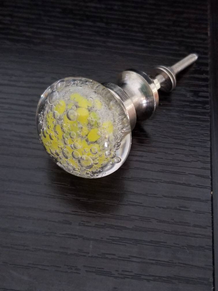 Glass Bubble Knob / Yellow Drawer Pull / Decorative Knobs / Craft
