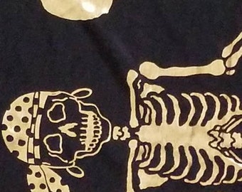 Black & Gold Halloween Fabric / Skeleton Fabric / 1 yard / Costume Fabric / Stretch Fabric