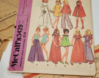 Vintage Teen Doll Fashion Pattern / Wedding Dress / Wrap Around Skirt Pattern