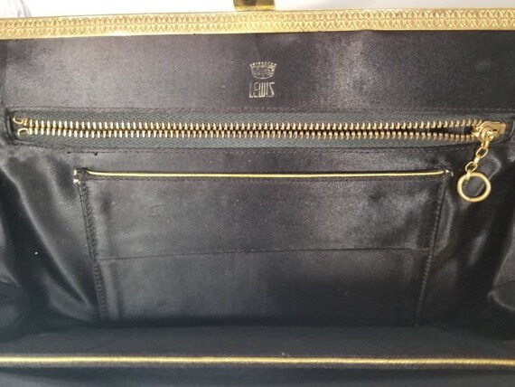 Vintage Lewis Black Clutch with Kiss Lock Clasp /… - image 7