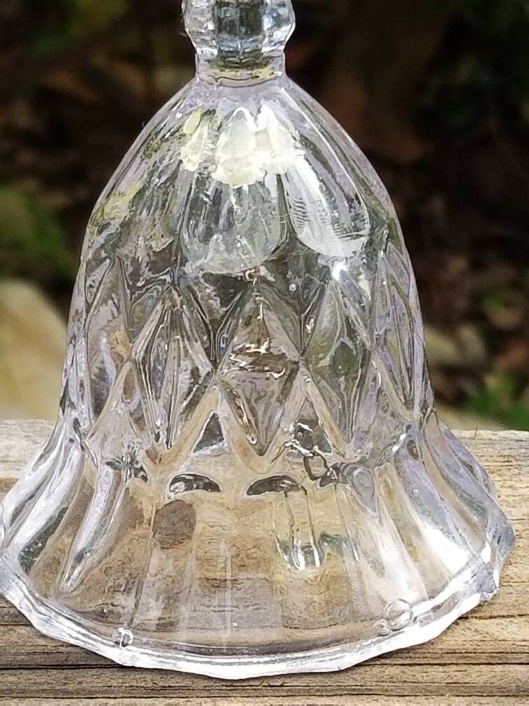 Vintage Glass Bell / Cut Glass Bell / Home Decor / Clear Cut Glass Bell