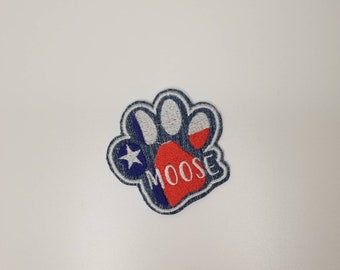 Texas Dog Paw Iron On Sew On Patch / Custom Pet Paw Patch