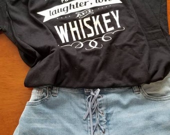 Whiskey Girl T-shirt / Whiskey V Neck Tshirt / Bar Shirt / Sunshine and Whiskey / Remaining Inventory SALE