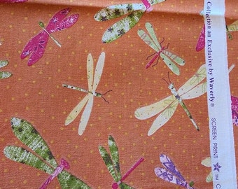 Dragonfly Home Decor Fabric / Waverly Lauren Hancock / Fluttering Around / 40"×54"