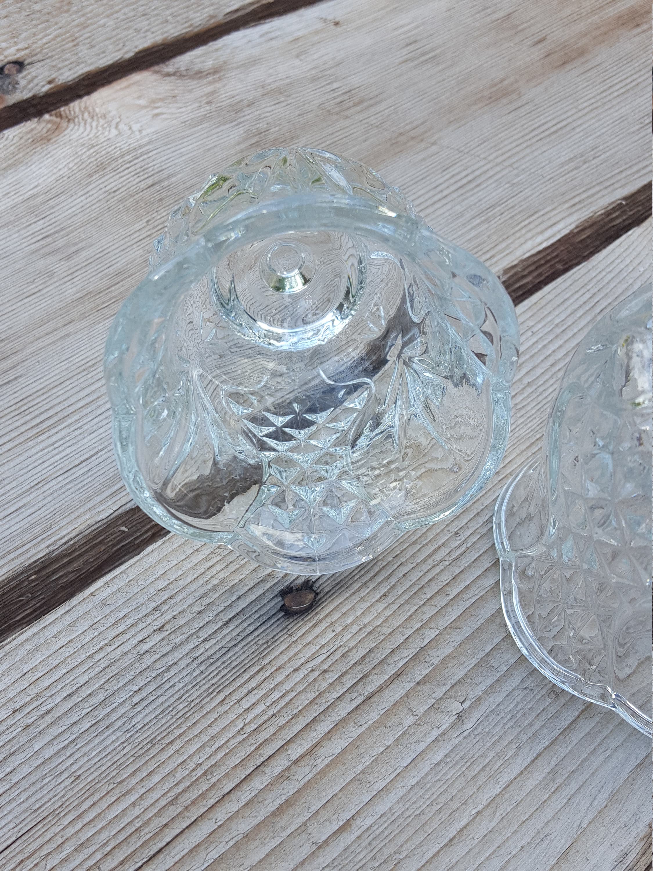 Vintage Glass Votives, Diamond Cut Candle Covers, Vintage Glass
