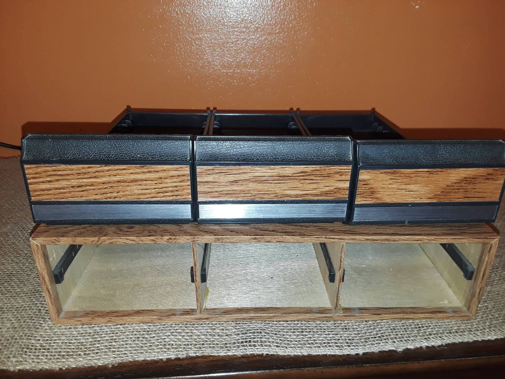 Vintage Audio Cassette Storage / Tape Cassette Storage Wood Box