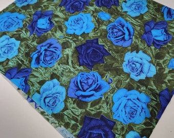 Vintage Bates Fabric / Blue Rose Fabric / Applique Fabric