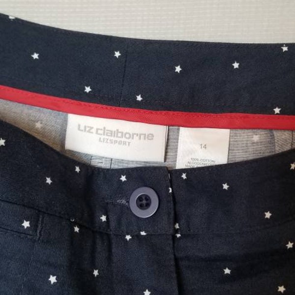 Vintage Liz Claiborne High Waisted Shorts / Navy Blue Star Patterned Shorts / Preppy Shorts / 4th of July Clothing /  unisex Lizsport