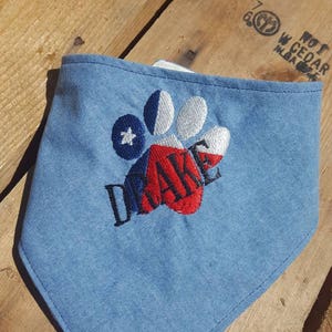 Dog Bandana / Pet Neckwear / Doggie Bandana / Texas / Bandana  / Embroidered Texas Paw / Pet Wear