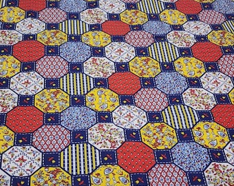 Vintage Patchwork Fabric / Faux Floral Quilt Fabric