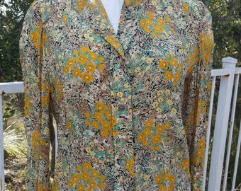 Vintage  Blouse / Billina Sport / Marlene Middlemiss / Yellow Flower Blouse / Film Movie Vintage Clothing / Retro