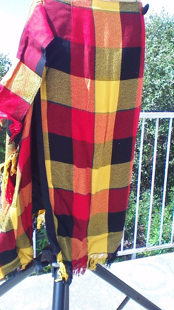 Wrap Around Skirt in Plaid with Fringe /  Vintage… - image 3