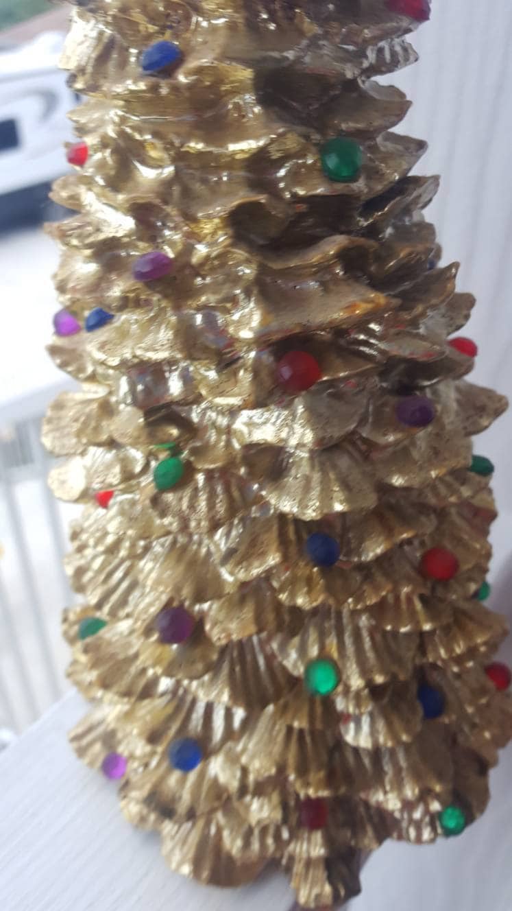 Vintage Christmas Tree / Enesco Gold Christmas Tree / Table Top Decor