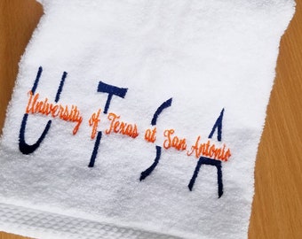 University of Texas at San Antonio Embroidered Hand Towel / Dorm Gift Ideas / Hand Towels / UTSA towel