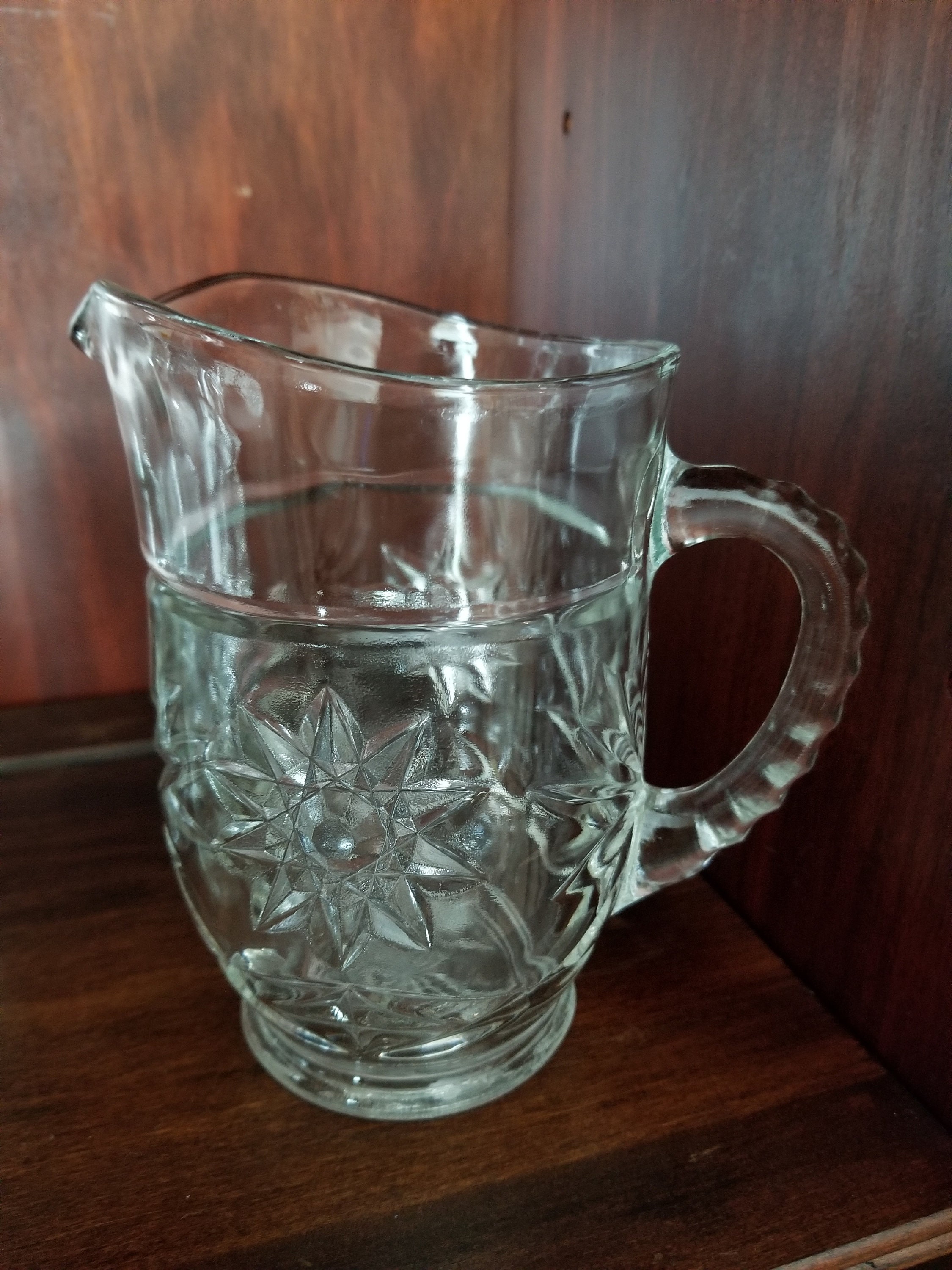 Vintage Juice Pitcher / Clear Glass SMALL Pitcher and Tumbler Set